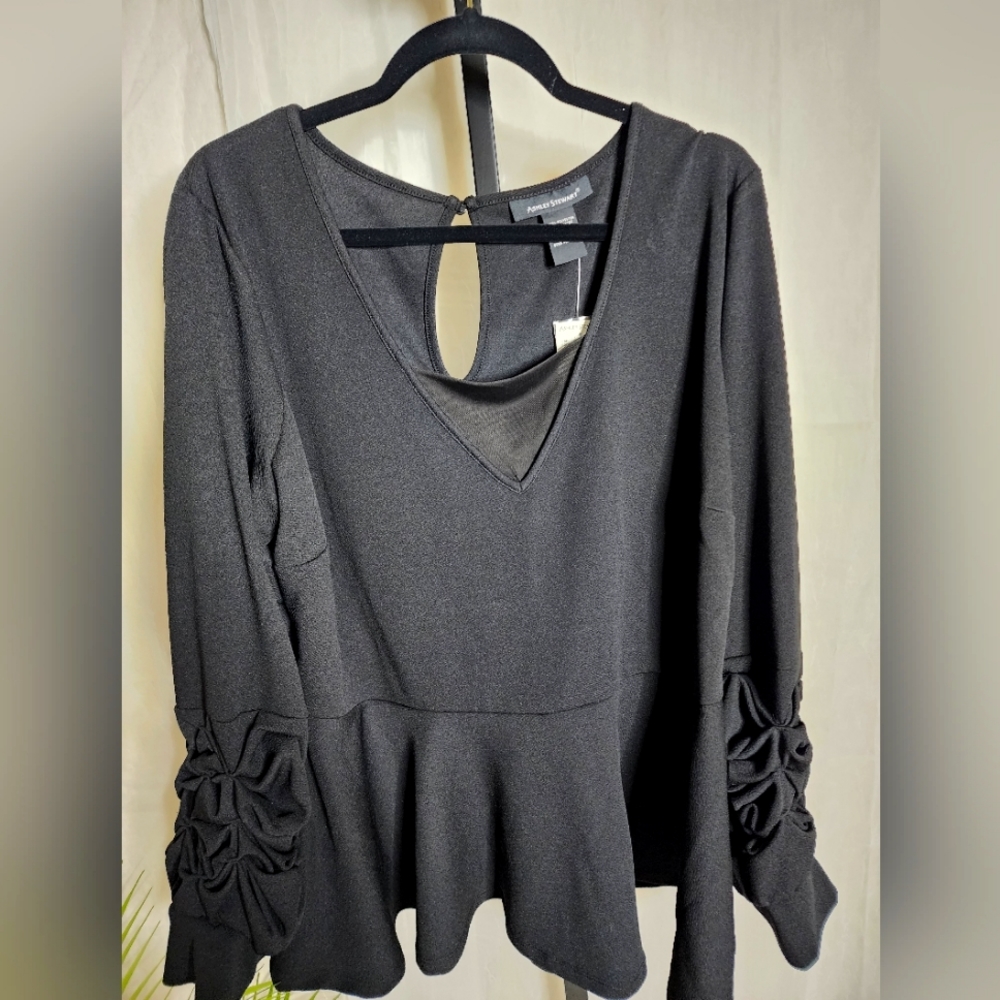 Peplum with Ruched Sleeves